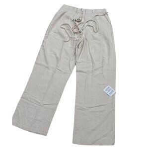 ASOS DESIGN Tall Linen-Blend Wide Leg Trousers – Size US 12